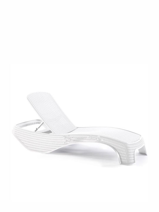 Liegestuhl Rattan Atlantic Weiß 197x74x36cm.