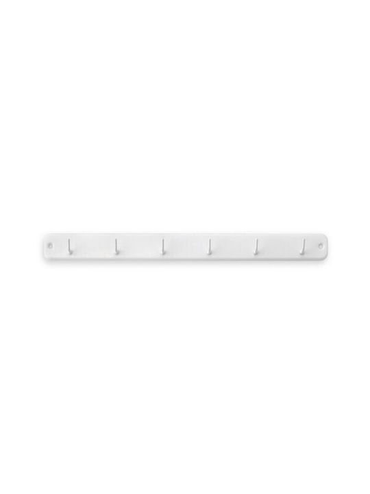 Inofix Metal Wall Hanger with 6 Slots White - 37x3x3.2cm 1pc