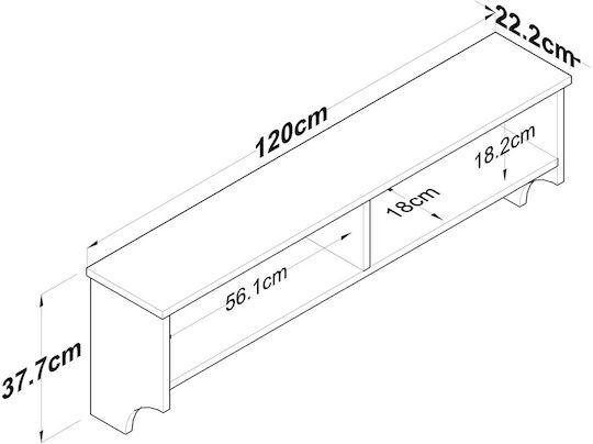 Asir Group Κρεμάστρα Τοίχου Ξύλινη 5 Θέσεων Λευκή 120x22.2x37.2cm