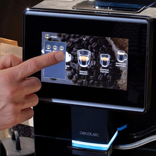 Cecotec Cremmaet Touch Αυτόματη Μηχανή Espresso 1500W Πίεσης 19bar για Cappuccino με Μύλο Άλεσης Μαύρη 01803
