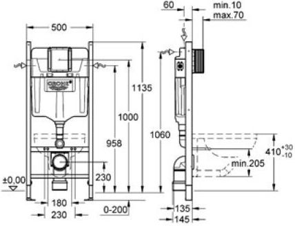 Grohe Rapid SL project Εντοιχιζόμενο Πλαστικό Καζανάκι Ορθογώνιο Χαμηλής Πίεσης Ροζ