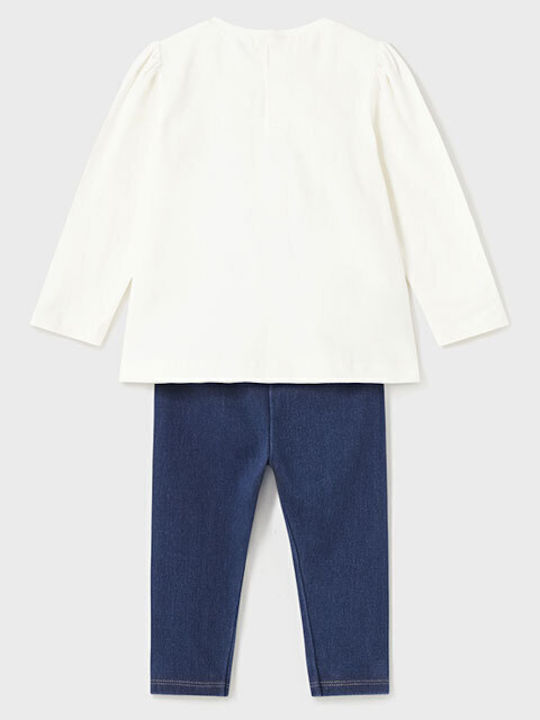 Mayoral Kids Set with Leggings White Blue 2 Pieces
