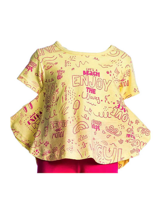 Kids' Set with Leggings Summer 2pcs Yellow Summer Allover