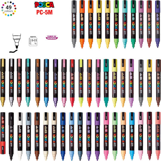 Posca PC-5M Маркер 2.5мм Черно
