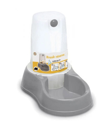 Stefanplast Break Reserve Automatic Plastic Bowl with Container Water for Dog & Cat 6.5lt 30cm in Gray Color