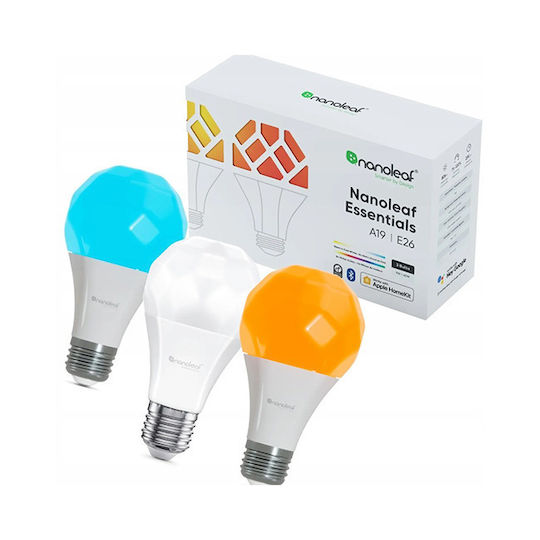 Nanoleaf Smart LED-Lampen 9W für Fassung E27 und Form A60 RGB 806lm Dimmbar 3Stück
