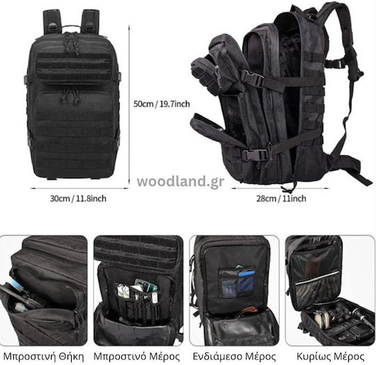 Woodland Molle Στρατιωτικό Σακίδιο Πλάτης από Πολυεστέρα Μαύρο 45lt