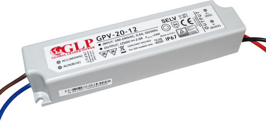 GLP Τροφοδοτικό LED Στεγανό IP67 Ισχύος 24W με Τάση Εξόδου 12V