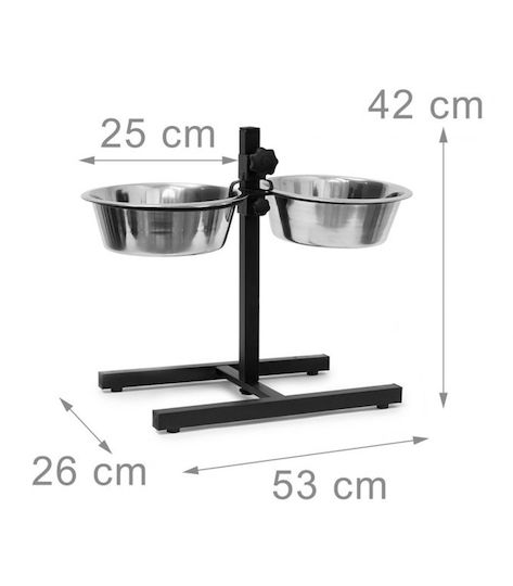 Relaxdays Bol din oțel inoxidabil Mâncare pentru Câine & Pisică pe Bază 2x 2.15lt 42cm