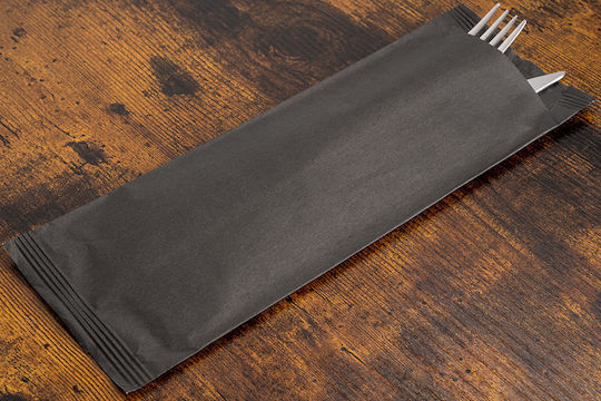 PaperQ Cutlery Napkin 2-Ply Black 25x8.5cm