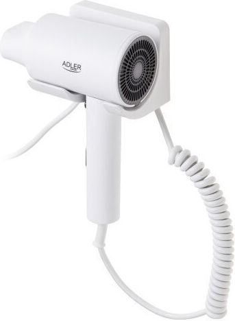 Adler White Hotel Hair Dryer 2kW with Spiral Cable up to 168cm