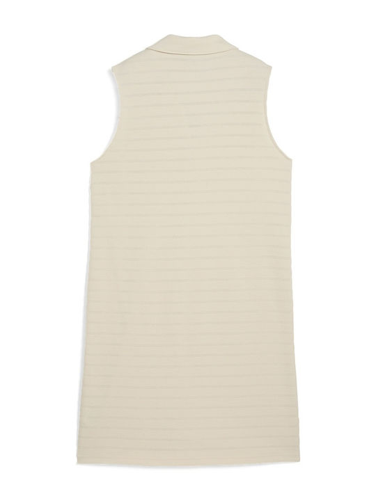 Summer Mini Athletic Sleeveless Beige Dress