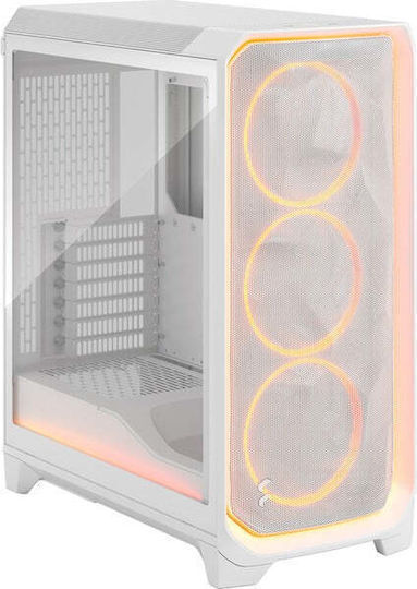 Fractal Design Ambience Pro RGB White TG Clear Tint Gaming Midi Tower Computer Case with Side Window White