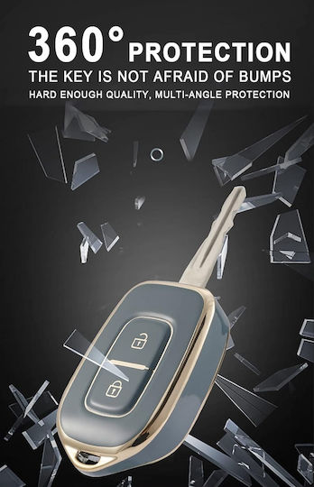 Car Key Cover Case made of for Dacia / Renault in White Color