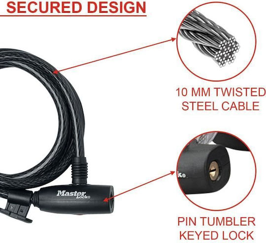 Master Lock mit Schlüssel Schwarz