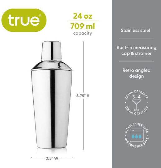 Shaker with Capacity 700ml True Retro Cocktail Shaker