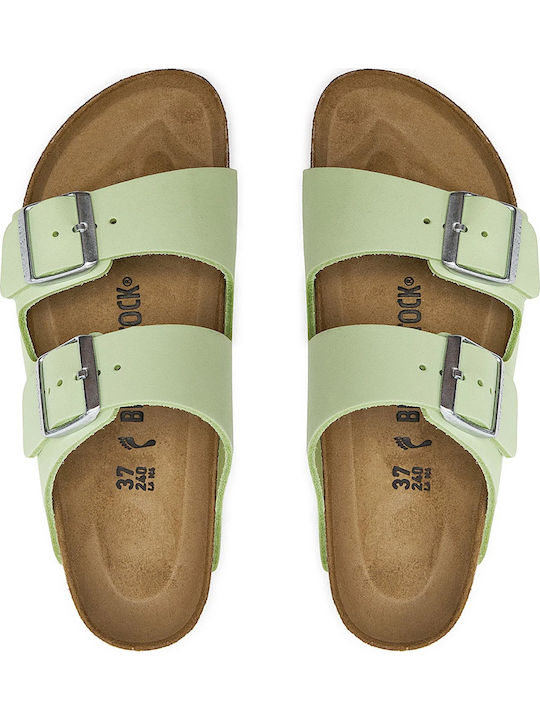Arizona Nubuk Leather Δερμάτινα Γυναικεία Σανδάλια Πράσινα Narrow Fit