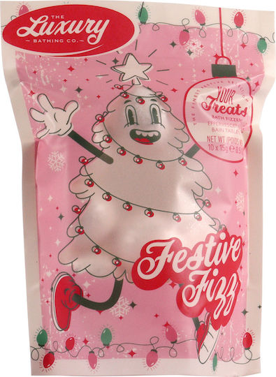 Set Cadou Festive Fizz Bomboane de Baie cu Aromă de Vanilie și Cacao în Pungă Decorativă Luxury Bathing Company 10 X 15 G