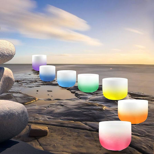 Crystal Singing Bowl Set 7 Chakra 432 Hz + 2 Storage Bags + 2 Mallets