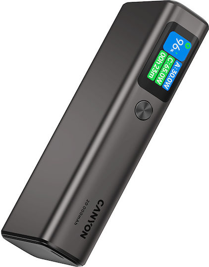 Canyon OnPower 230 20000mAh 130W με Θύρα USB-A και 2 Θύρες USB-C Power Delivery Γκρι