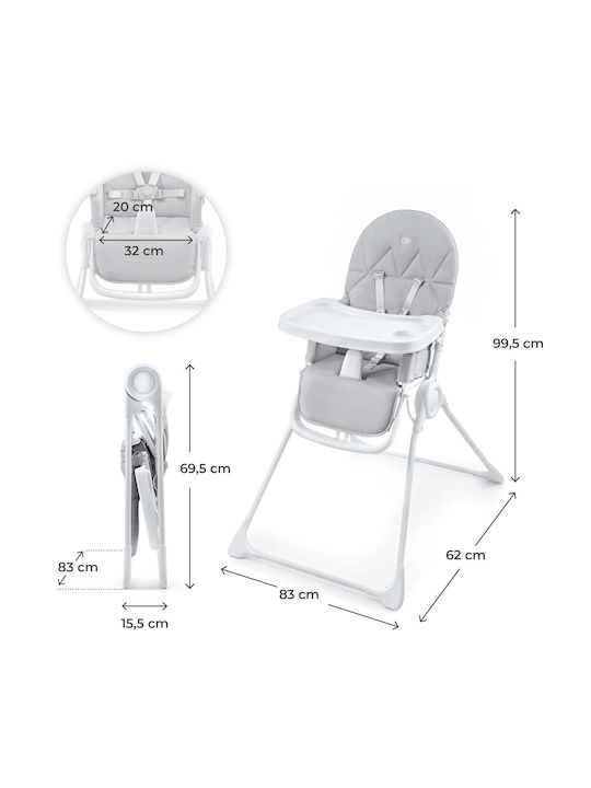 Kinderkraft Binci Αναδιπλούμενο Καρεκλάκι Φαγητού Γκρι