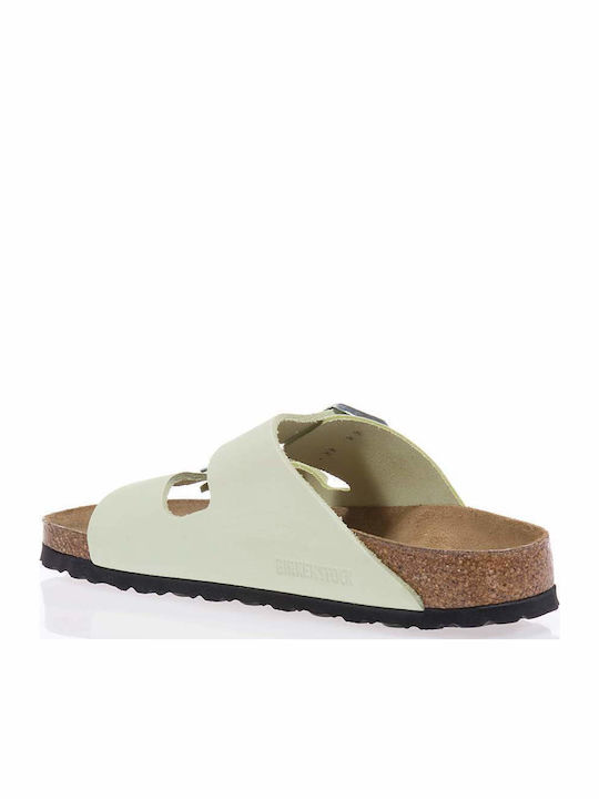 Arizona Nubuk Leather Δερμάτινα Γυναικεία Σανδάλια Πράσινα Narrow Fit