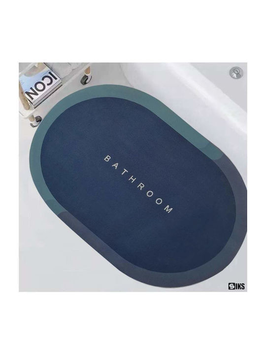 Non-Slip Bath Mat Oval Navy Blue/blue 57.5x40cm