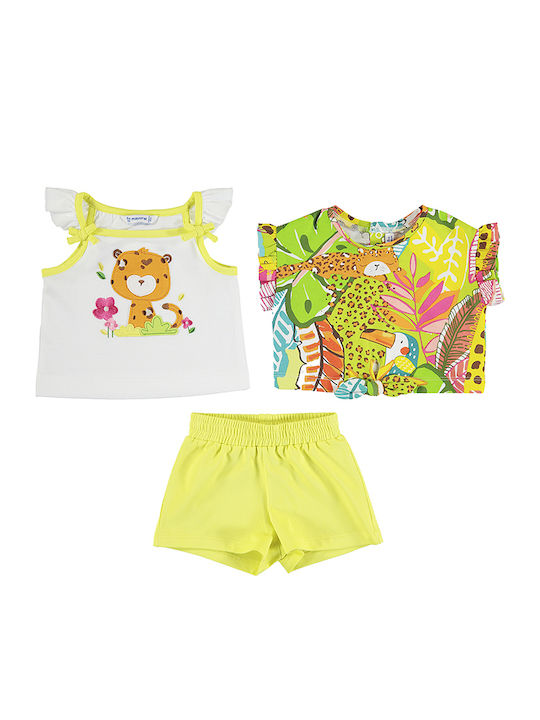 Παιδικό Σετ με Σορτς Καλοκαιρινό 3τμχ Κίτρινο