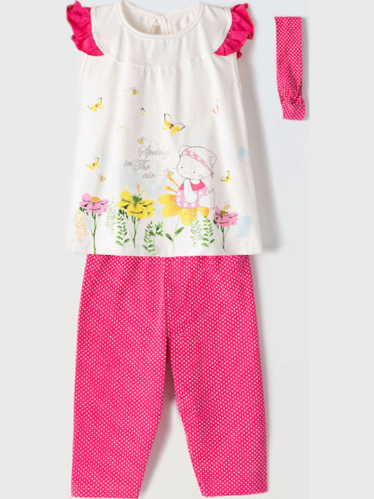 Set pentru copii cu colanți Vară 3buc Fuchsia Bluză