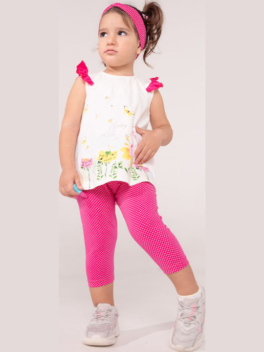 Set pentru copii cu colanți Vară 3buc Fuchsia Bluză