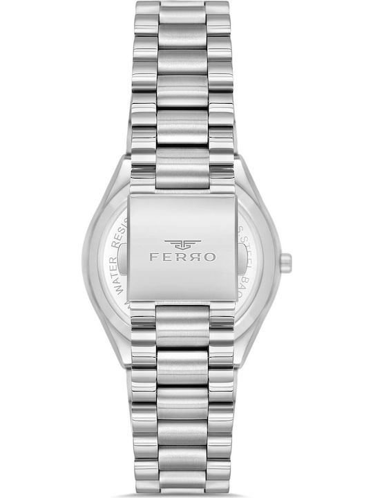Ferro Men's Watch Battery with Silver Metal Bracelet