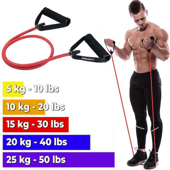 PrimaFit Лента за фитнес Gymtube Среден с дръжки Червен