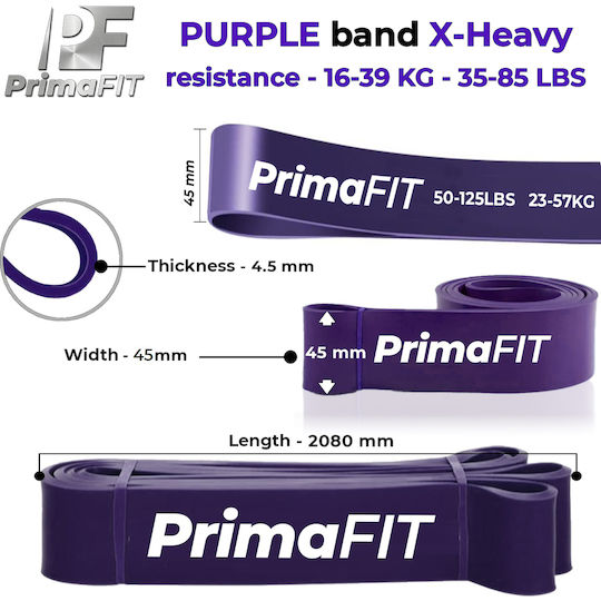 PrimaFit Λάστιχο Γυμναστικής Loop Μωβ 2.08m