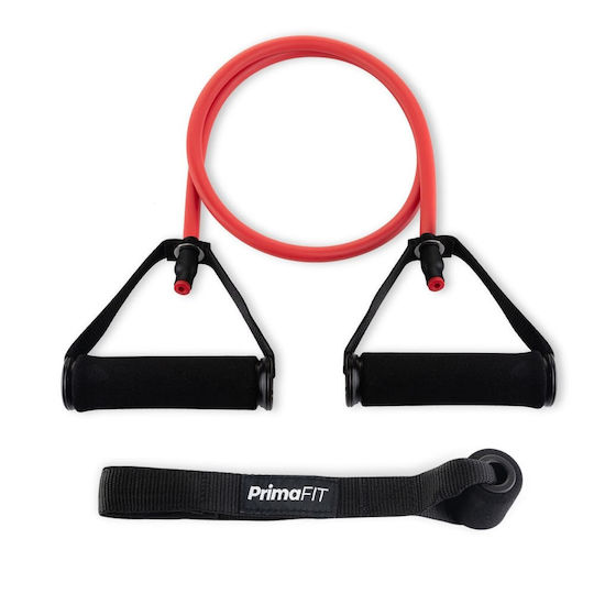 PrimaFit Лента за фитнес Gymtube Среден с дръжки Червен