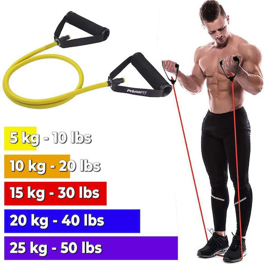 PrimaFit Λάστιχο Γυμναστικής Σωληνωτό με Λαβές Κίτρινο