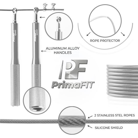 PrimaFit Springseil Fitness 3m Silber mit einstellbarer Länge