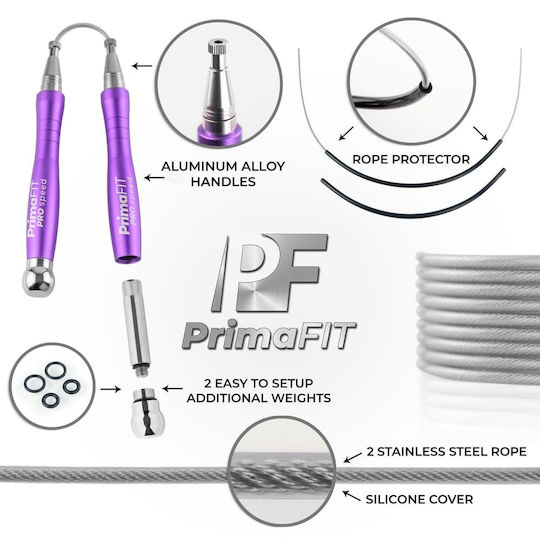 PrimaFit Скоково въже Скоростно с Тегло 3м Лилав с Регулируема дължина