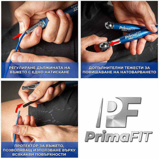 PrimaFit Springseil Fitness mit Gewicht 3m Gray mit einstellbarer Länge