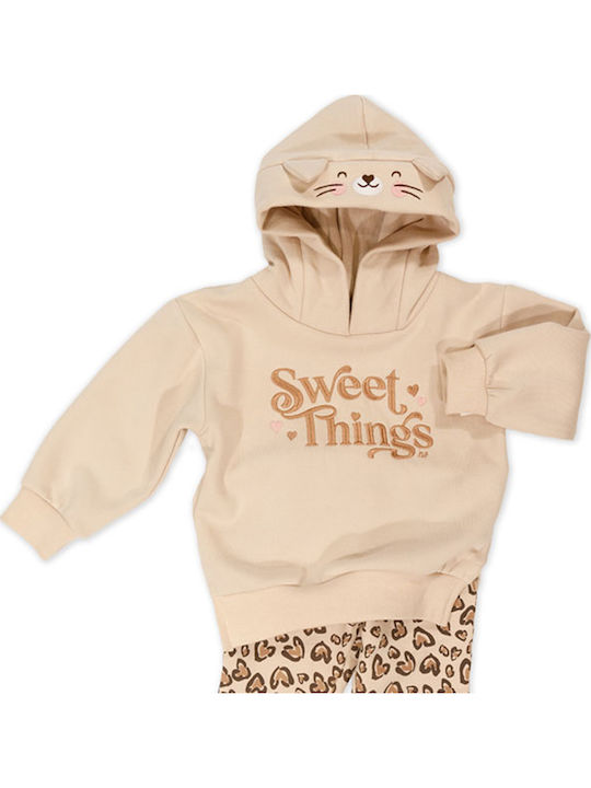 Kids' Set with Leggings Winter 2pcs Beige-leopard