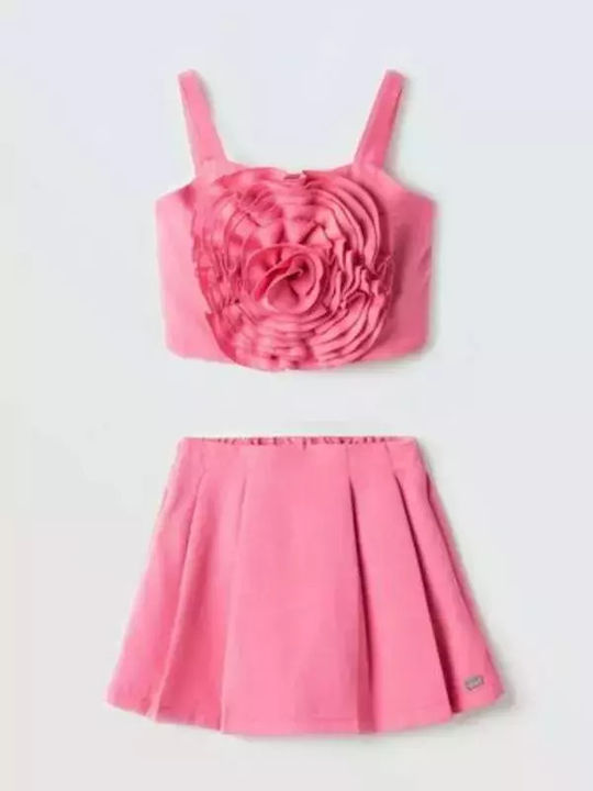 Kinder-Set mit Rock Sommer 2Stück Fuchsia