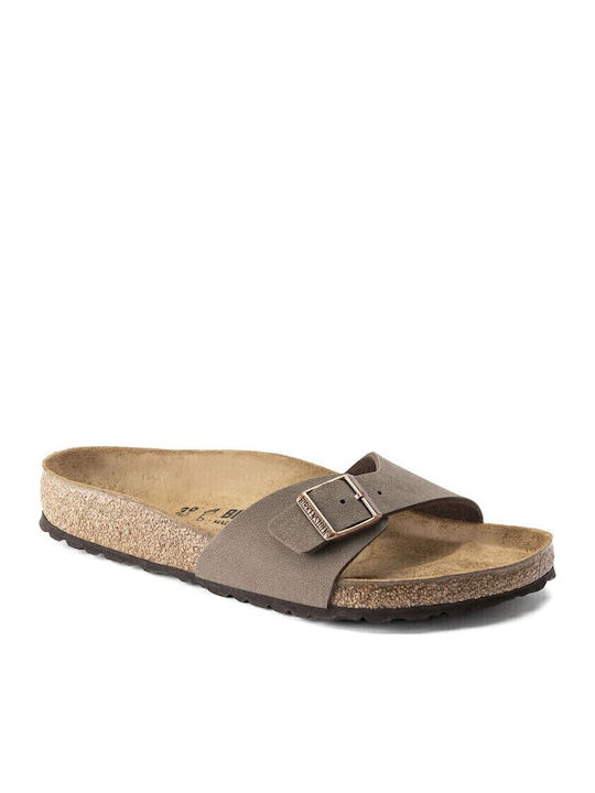 Madrid Birko-flor Women's Flat Sandals Mocca Narrow Fit