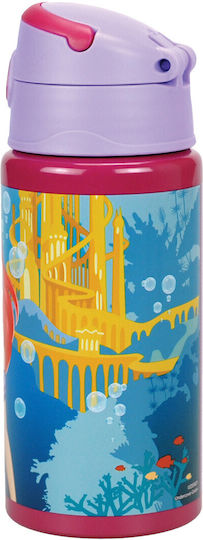 Disney Princess Kids Aluminium Thermos Water Bottle with Straw Multicolour 500ml