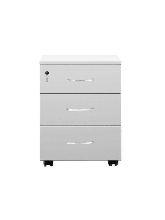 Sertar de Birou Amazon cu Roți, Cheie & Sertare Alb 39x47x52.5cm
