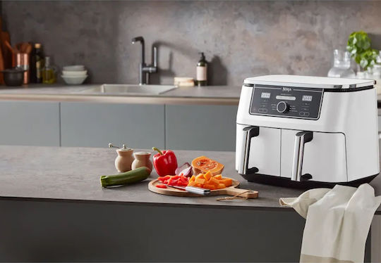 Ninja Foodi Air Fryer with Double Detachable Bucket 9.5lt White