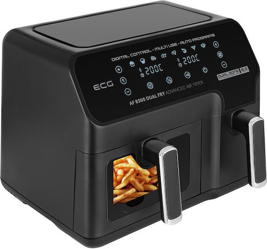ECG Dual Friteuză cu aer cu Coș Detașabil Dublu 3.1lt Negru