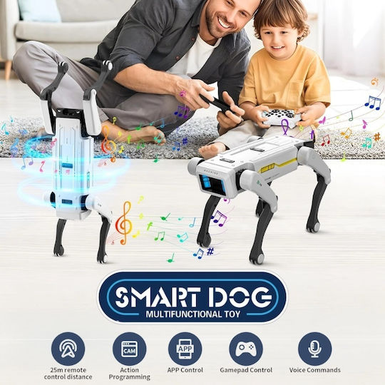 Iuni 8002 Câine Robot Inteligent Teleghidat Telecomandă Aplicație Comenzi Vocale Programabil Peste 25 Funcții Interactive Dans Povești Muzică