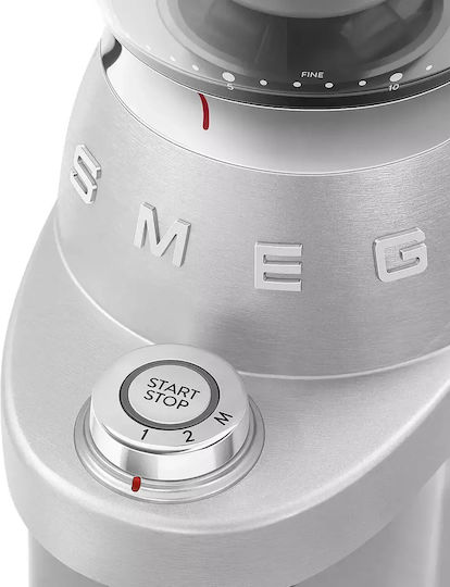 Smeg Elektrischer Kaffeemühle 150W mit einer Kapazität von 350gr und 30 Mahlstufen Silber
