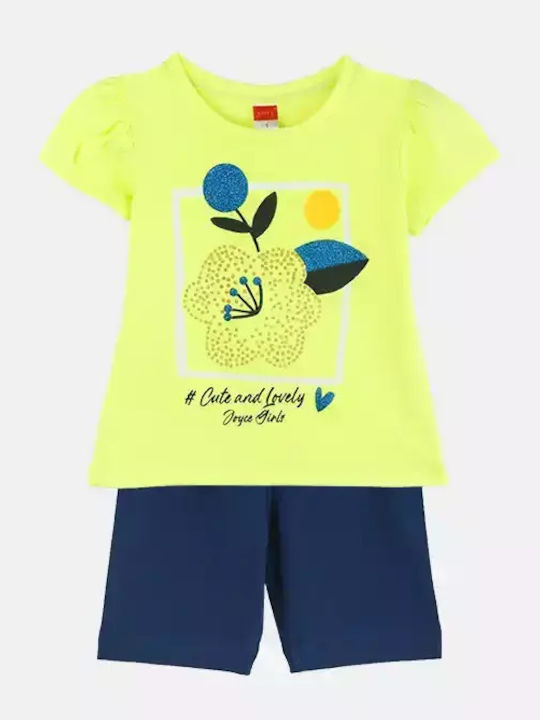 Kids' Set with Shorts Summer 2pcs Light Green Cute And Lovely
