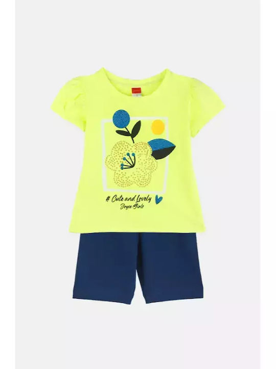 Kids' Set with Shorts Summer 2pcs Light Green Cute And Lovely
