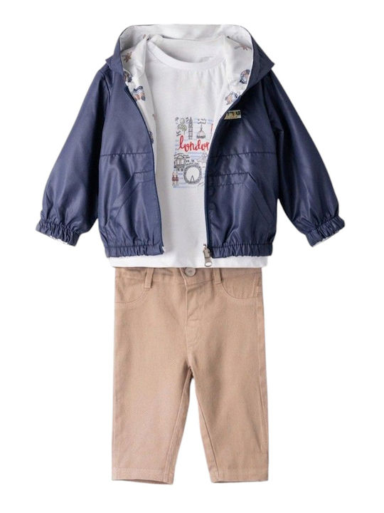 Kids' Set with Pants & Outerwear Winter 3pcs Blue Navy